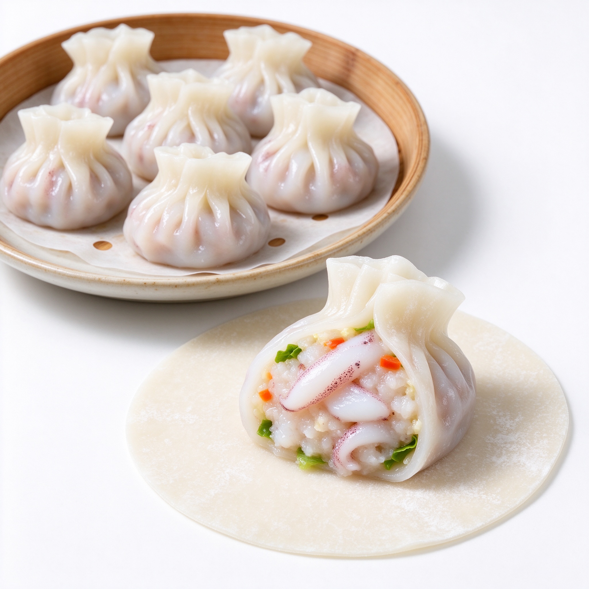 泰国鱿鱼饺子：7-11蒸饺 鱿鱼馅Q弹