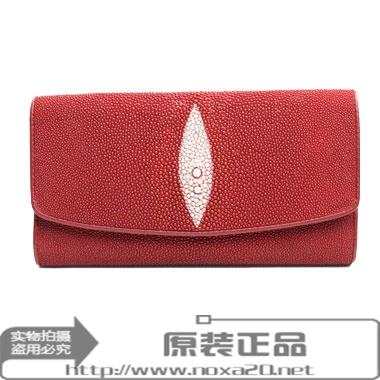 大鳄皮具 泰国珍珠鱼皮钱包 真皮长款三折钱夹女