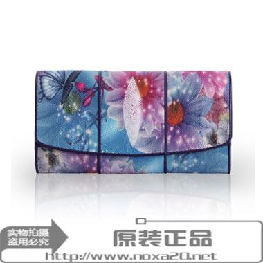 泰国珍珠鱼皮钱包长款钱包女士真皮梦幻手拿女包