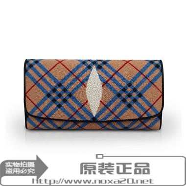 泰国正品珍珠鱼皮钱包 女士多功能三折长款...