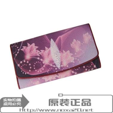 泰国正宗女士珍珠鱼三折中长款钱包 真皮魔鬼鱼钱夹