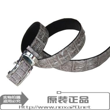 泰国正宗男士鳄鱼皮皮带 真皮自动扣米白色单骨皮带
