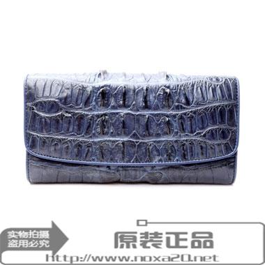 泰国鳄鱼皮钱包背皮真皮长款三折钱包钱夹