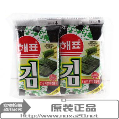 韩国进口休闲零食 海牌海漂即食脆片海苔烤紫菜2g*10包 